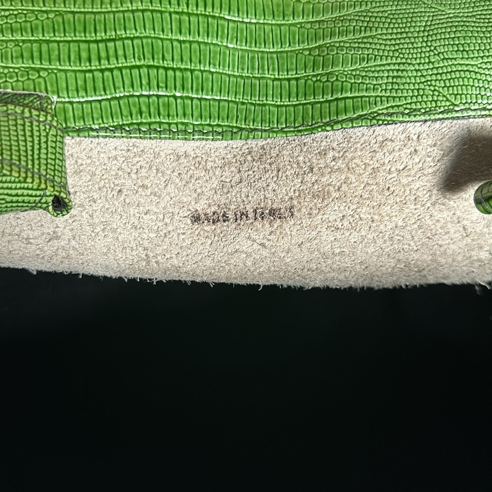 ITALY CROCODILE LEATHER green & black canvas one of a kind long straps - Picture 10 of 17